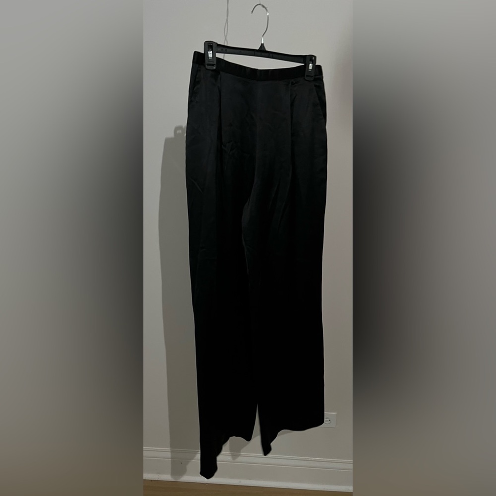 badgley mischka black satin pant size 10